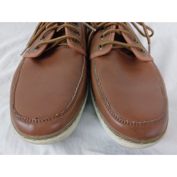 Skechers 65270 Brown Leather Shoes Loafers Boat Shoes Memory Foam Mens Size 8.5 - Picture 5 of 11